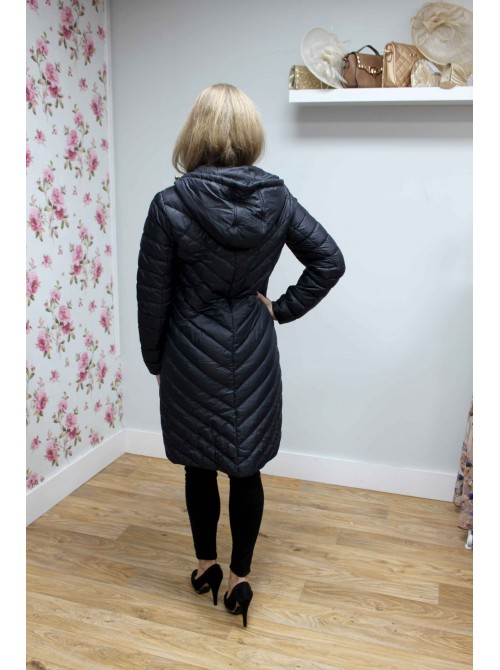 Elsa black long duck down jacket with hood from byoung