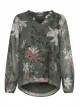 Anna Flower Print Sea Green Long Sleeve Blouse by b.young