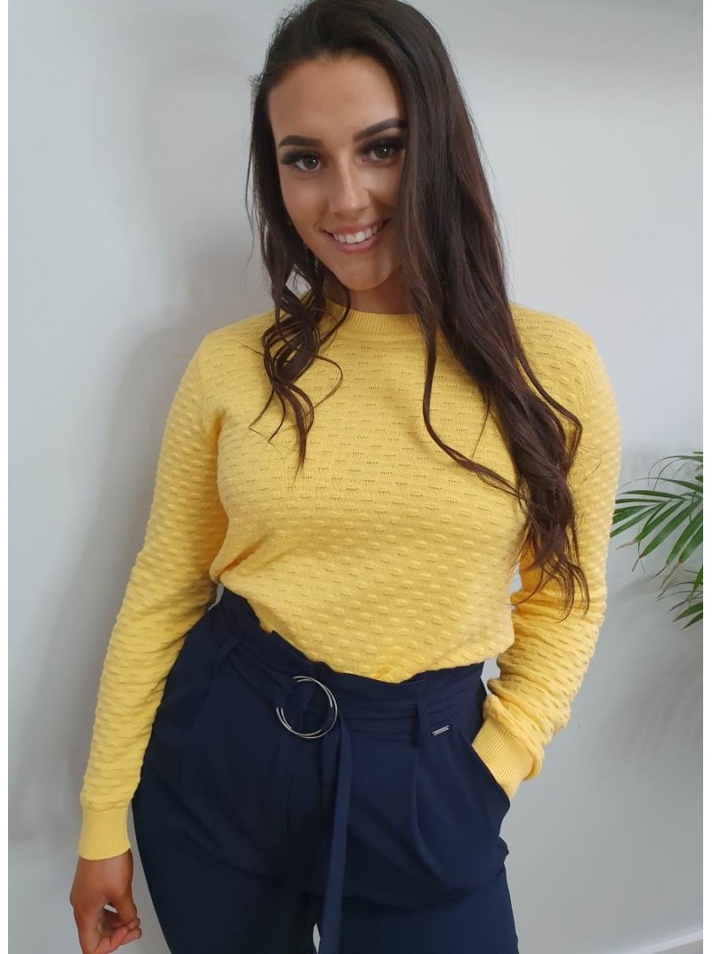 Isla Yellow Round Neck Jumper by b.young